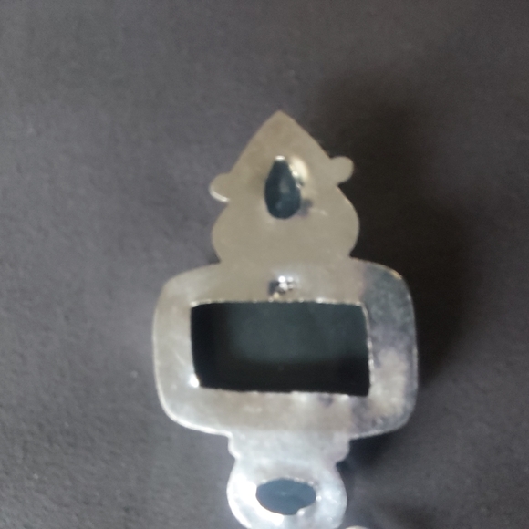 Three Stone Blue Aqua Rhinestone Western Multi Color Silver Toned Pendant - Picture 12 of 17